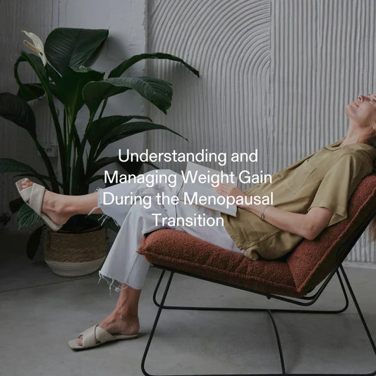 Woman relaxing in modern chair with book, reflecting on menopause and weight changes